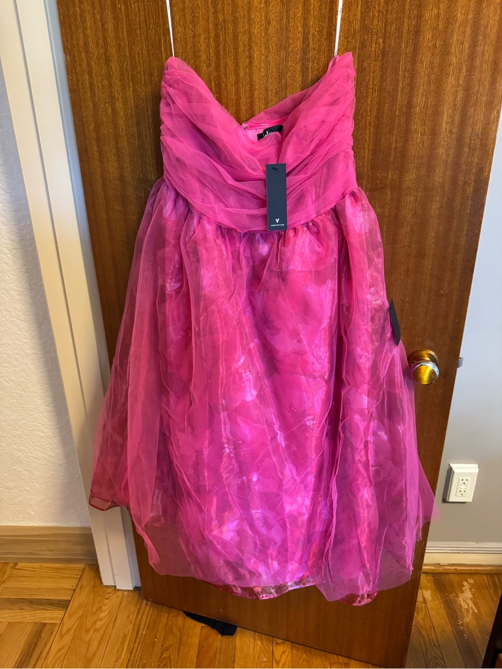 Lulu's Bright Fuchsia Strapless Tulle dress